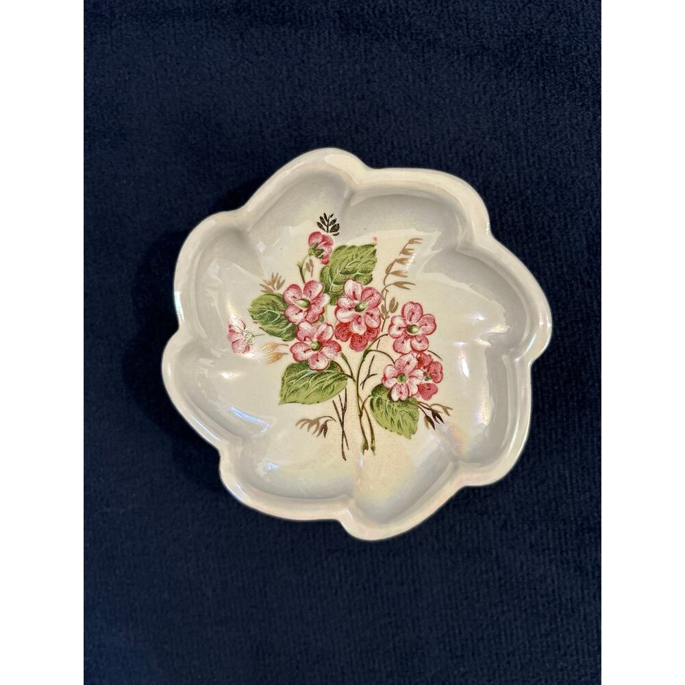 Vintage Bone China Dish with Flowers